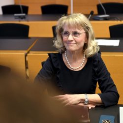 MP of the Finland's Christian Democrats Paivi Rasanen attends a court session at the Helsinki District Court in Helsinki, Finland on January 24, 2022.  The trial against former interior minister and Christian Democrats leader Paivi Rasanen over four charges of incitement against a minority group has started on January 24, 2022.,Image: 655893492, License: Rights-managed, Restrictions: Finland OUT
FINLAND OUT., Model Release: no, Credit line: Profimedia